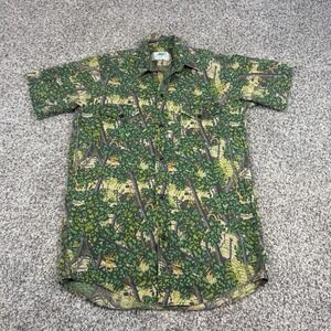 Vintage Bushlan Tree Camo Shirt Mens Medium Long Button Up USA Made 80s